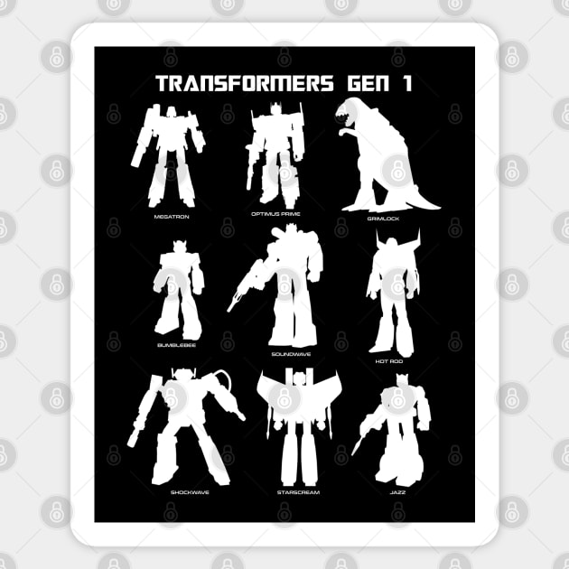 Transformers - GEN 1- silhouettes Sticker by ROBZILLA